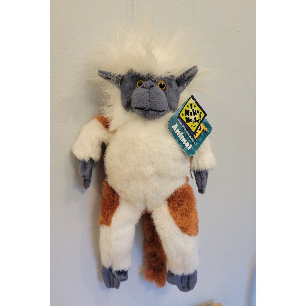 Vintage 2001 Wild Republic Cotton-Top Tamarin Monkey Plush Boing Sound 14 Inch